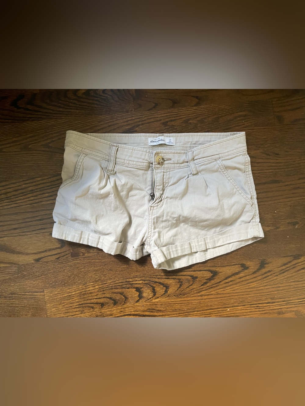 abercrombie kids Cream/Tan Cotton Rolled-Hem Shorts